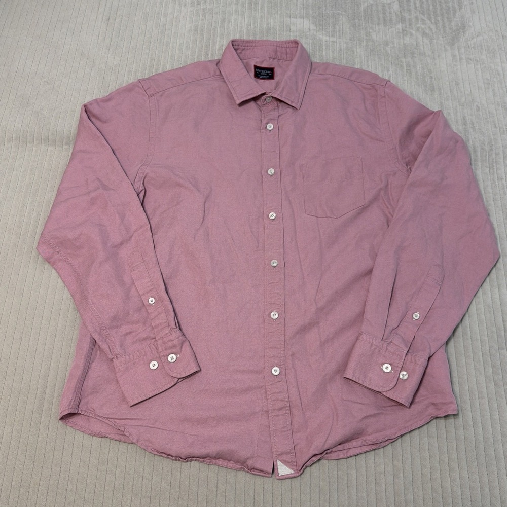 UNTUCKit Button Down Shirt Mens Size Large Slim Fit Pink Harken Casual linen